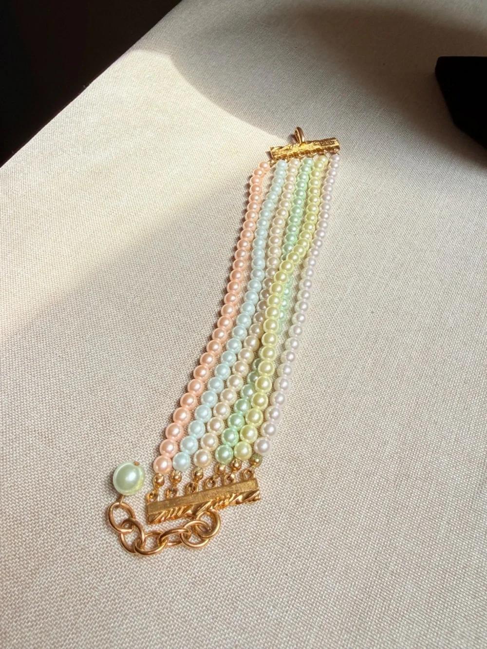 Vintage Joan Rivers Multi Strand Pastel Beaded Necklace and Bracelet Set